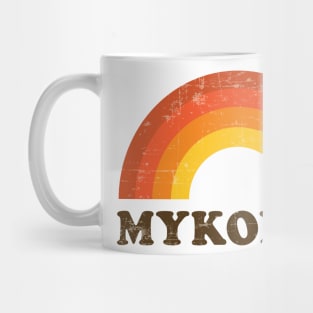 Vintage Mykonos Greece Souvenir 60s Style Retro Rainbow Mug